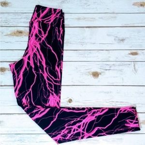 Pink Lightning Spandex Black Leggings